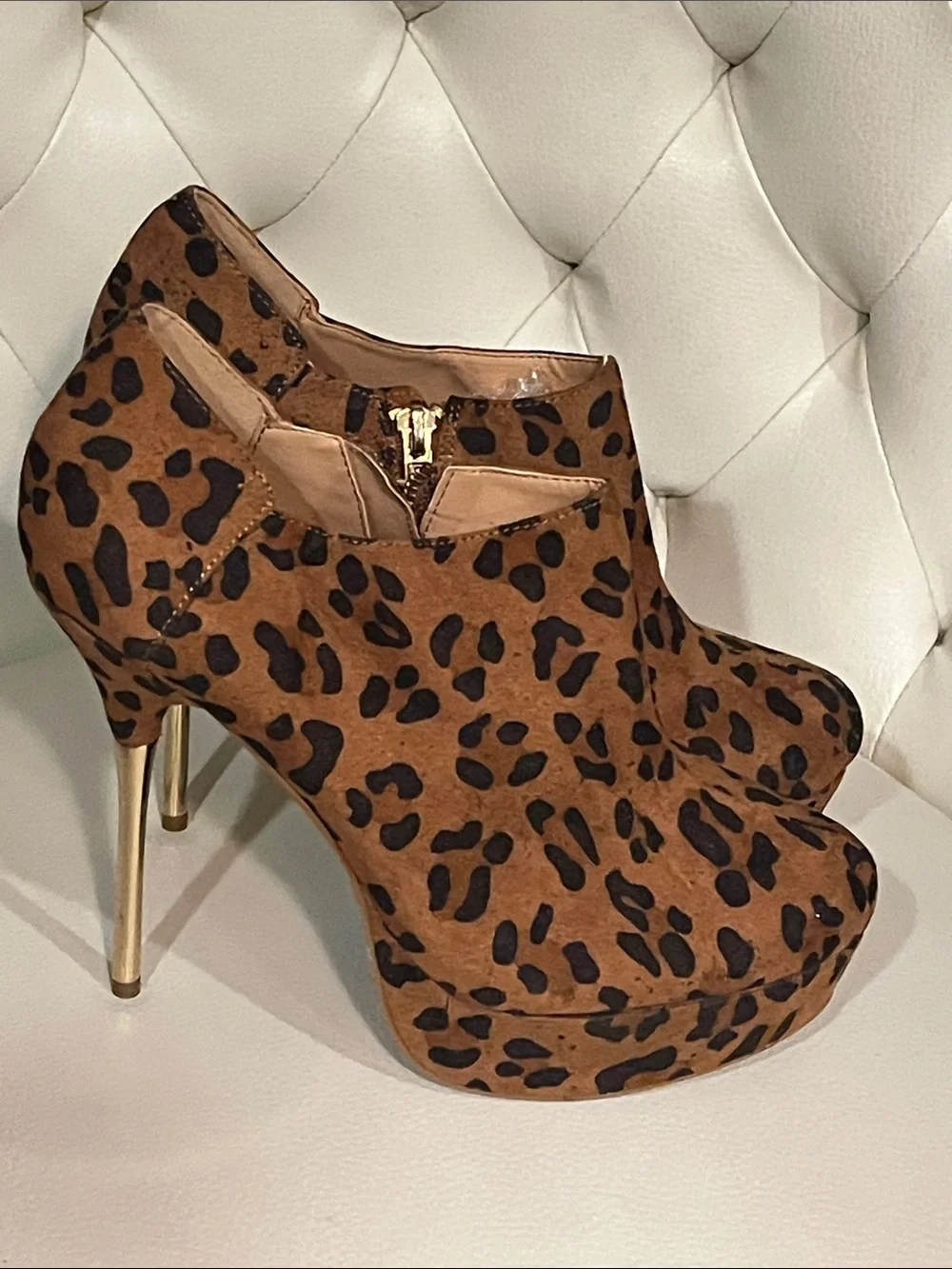 Forever 21 Leopard Platform Stiletto Booties - Brown & Black